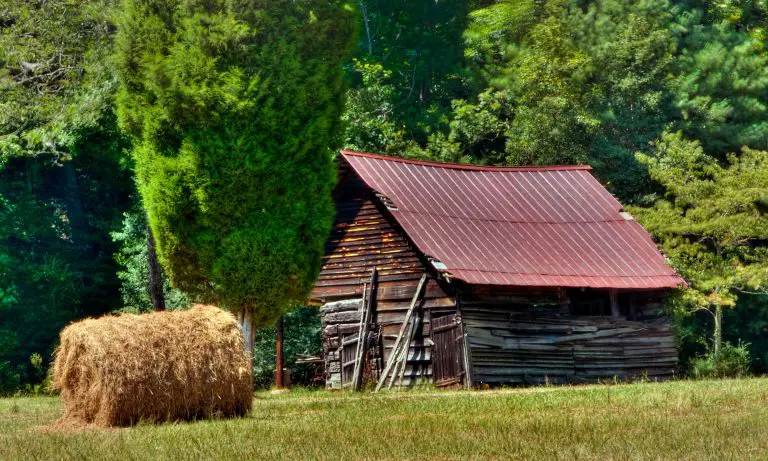 barn with hay bale
